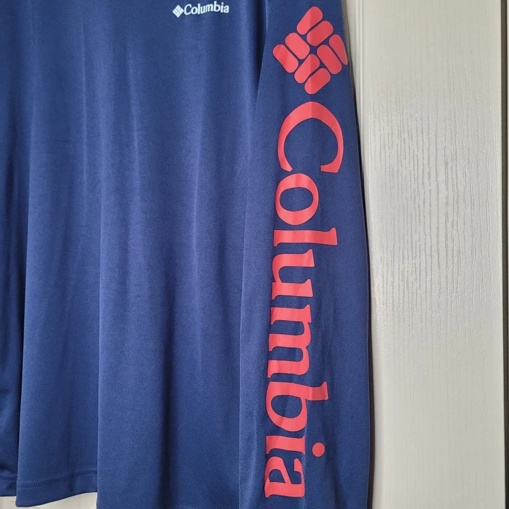 Columbia Omni-Shade Terminal Tackle Blue Long Sleeve Pullover Active‎ Men's M